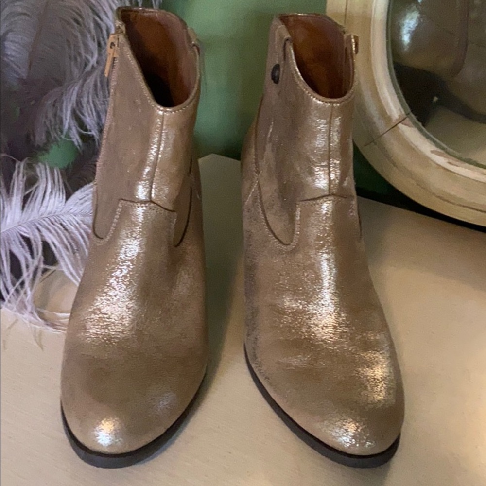 Gold distressed booties